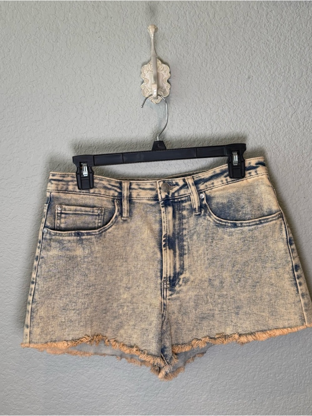 High-Rise Acid Wash Denim Shorts